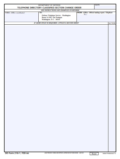 dd Form 218-1 fillable