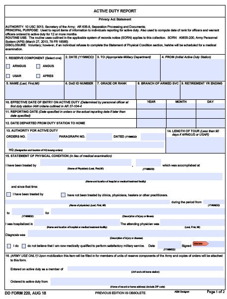 dd Form 220 fillable