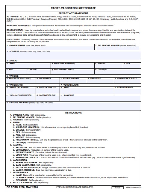 dd Form 2208 fillable