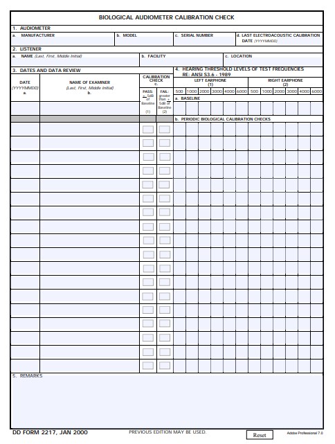 dd Form 2217 fillable