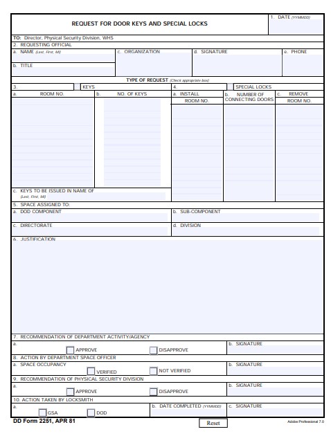 dd Form 2251 fillable