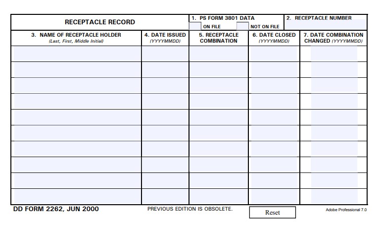 dd Form 2262 fillable