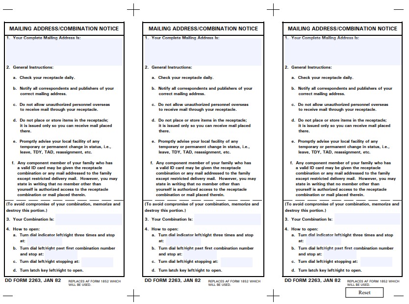 dd Form 2263 fillable