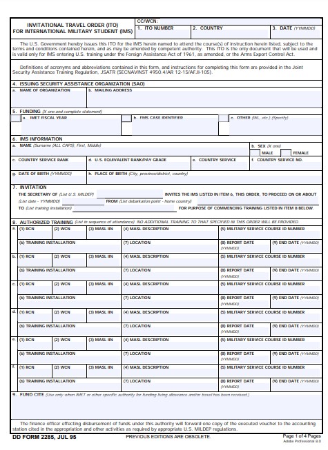 dd Form 2285 fillable