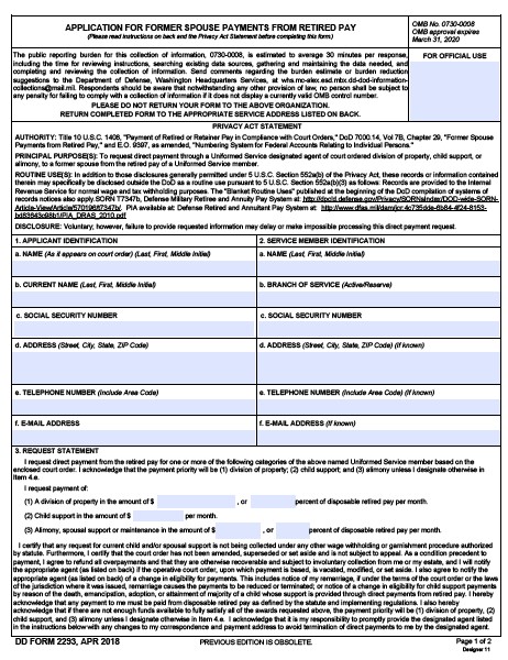 dd Form 2293 fillable