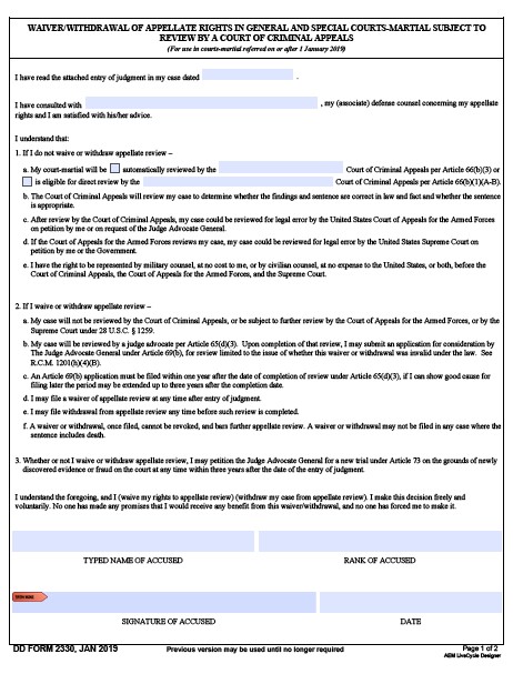 dd Form 2330 fillable