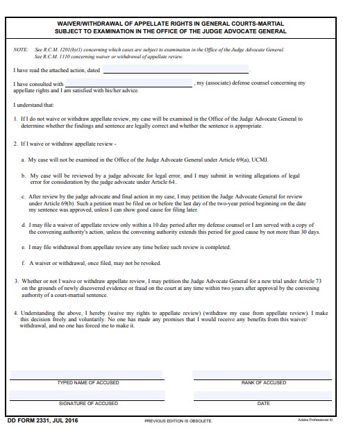 dd Form 2331 fillable