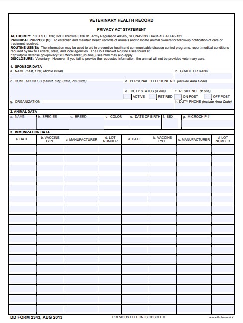 dd Form 2343 fillable