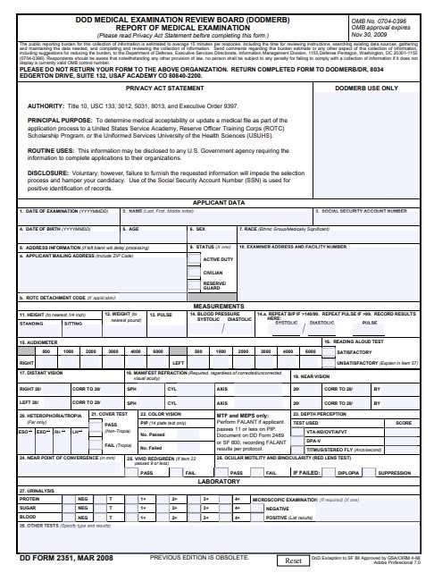 dd Form 2351 fillable