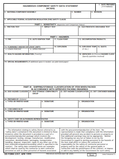 dd Form 2357 fillable