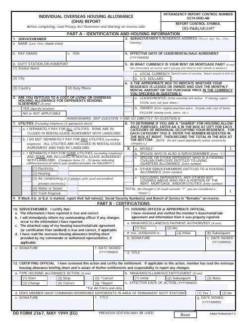 dd Form 2367 fillable