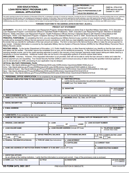 dd Form 2475 fillable