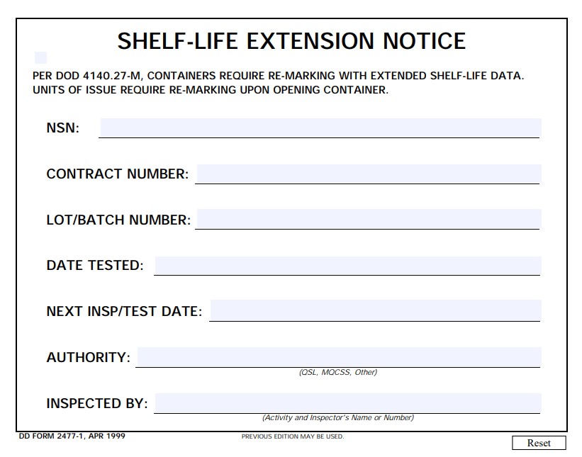 dd Form 2477-1 fillable