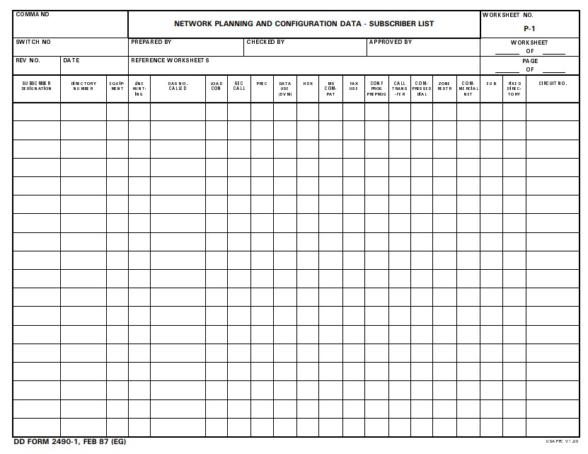 dd Form 2490-1 fillable