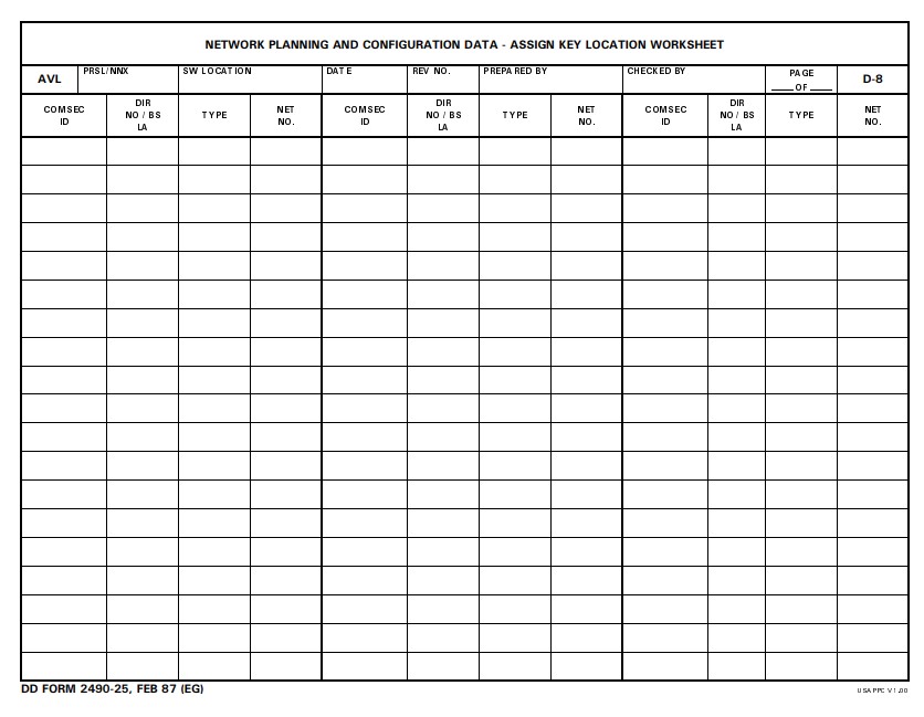 dd Form 2490-25 fillable