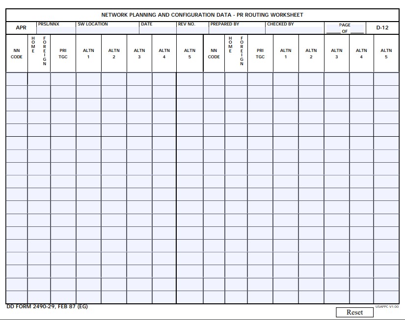 dd Form 2490-29 fillable