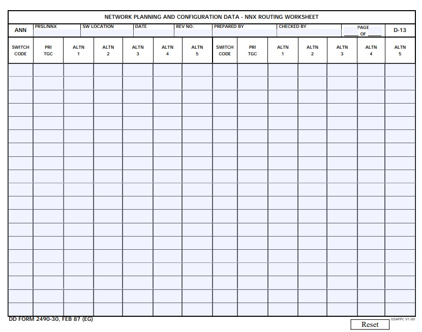 dd Form 2490-30 fillable