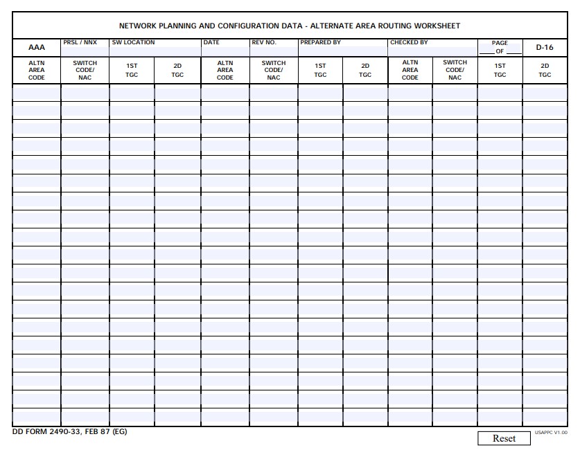 dd Form 2490-33 fillable