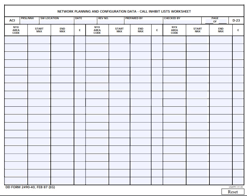 dd Form 2490-40 fillable