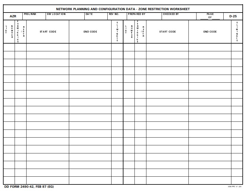 dd Form 2490-42 fillable