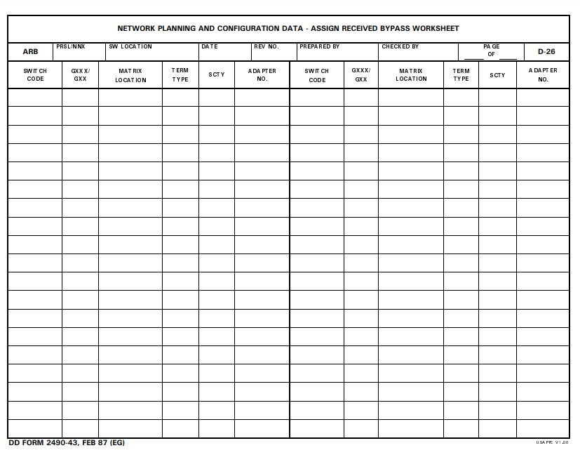 dd Form 2490-43 fillable