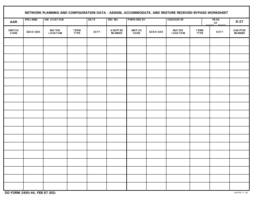 dd Form 2490-44 fillable