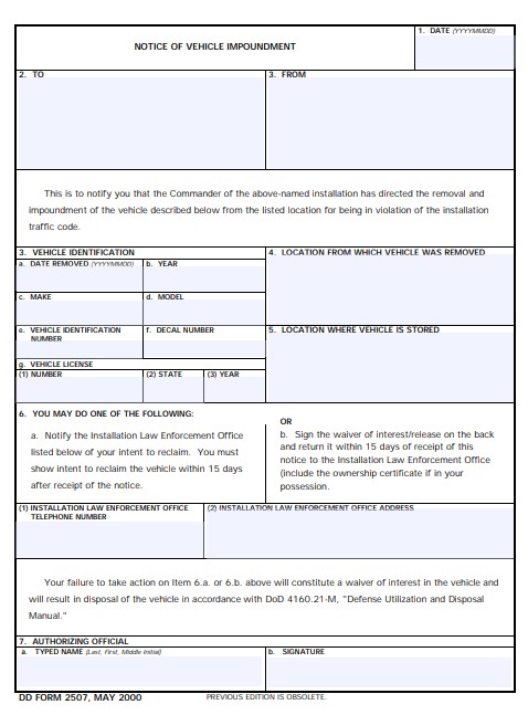 dd Form 2507 fillable