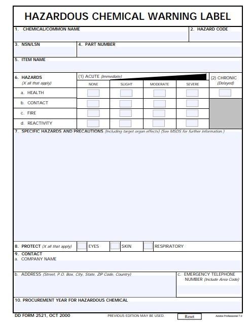 dd Form 2521 fillable