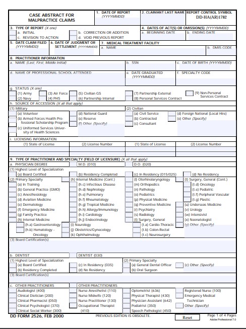 dd Form 2526 fillable