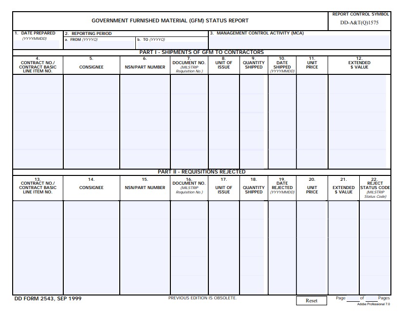 dd Form 2543 fillable