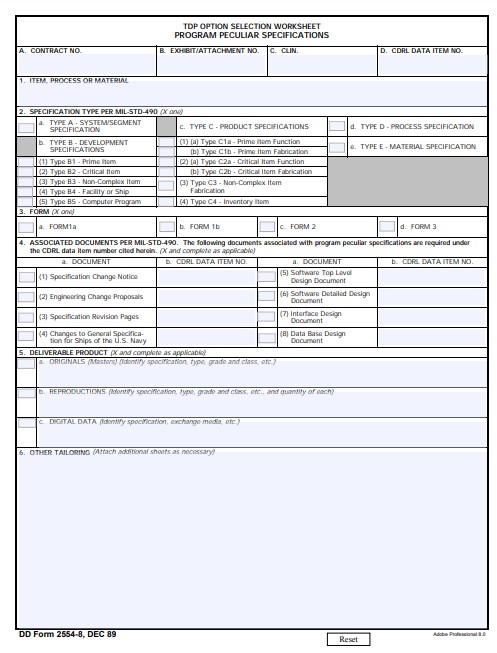 dd Form 2554-8 fillable