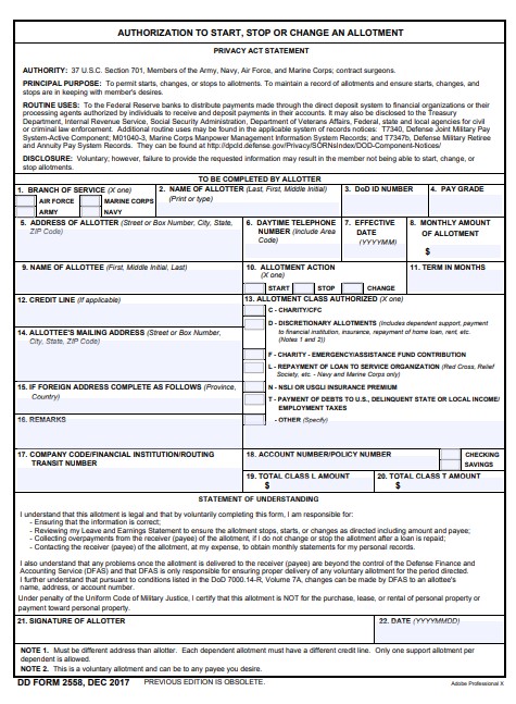 dd Form 2558 fillable