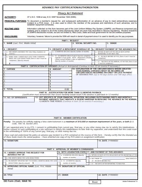 dd Form 2560 fillable