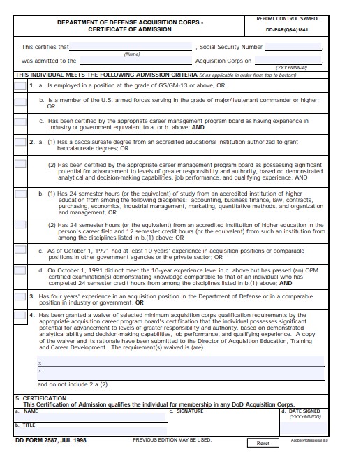 dd Form 2587 fillable