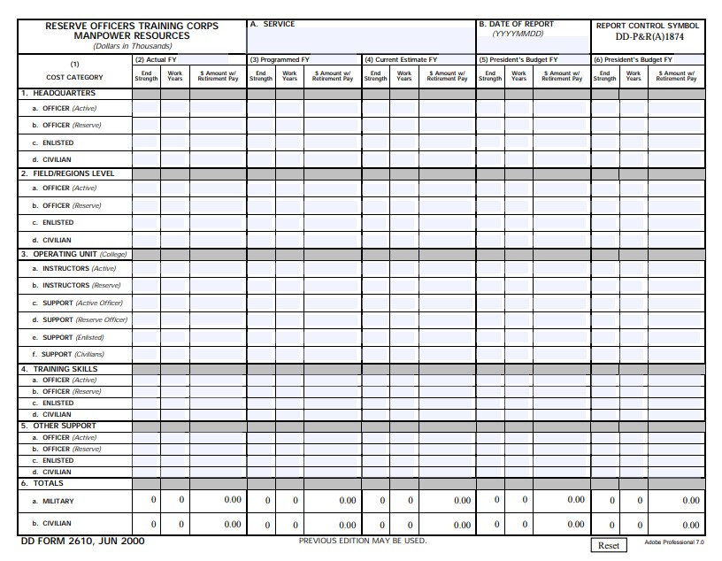 dd Form 2610 fillable