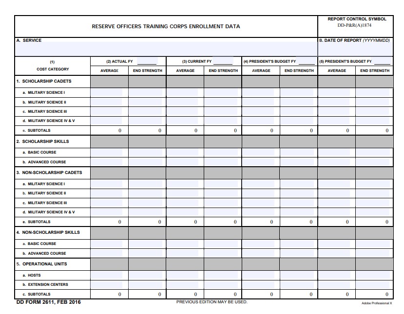 dd Form 2611 fillable