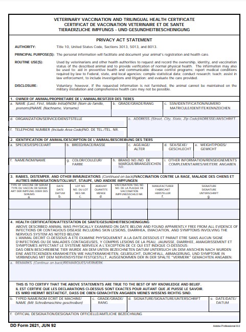 dd Form 2621 fillable