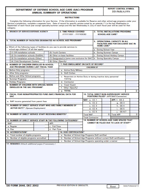 dd Form 2646 fillable