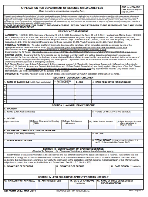 dd Form 2652 fillable