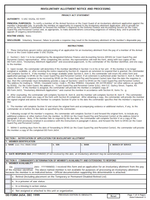 dd Form 2654 fillable