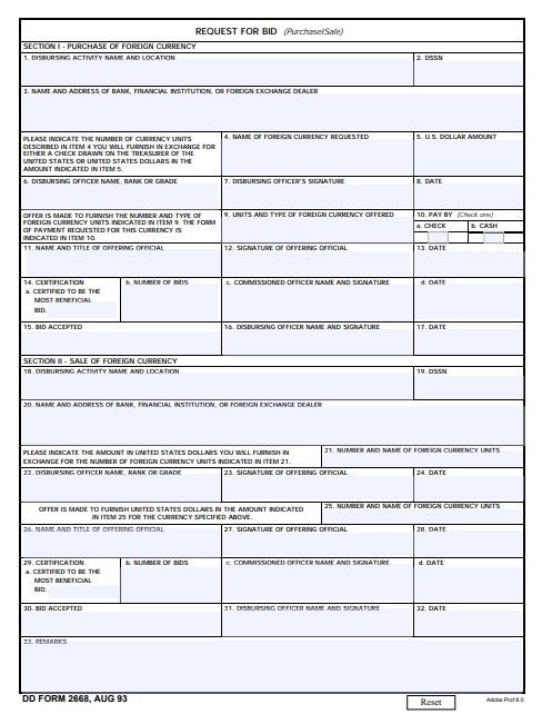 dd Form 2668 fillable