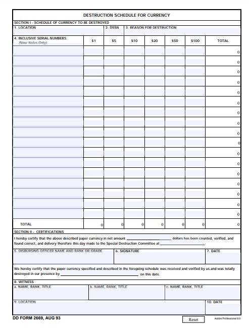 dd Form 2669 fillable