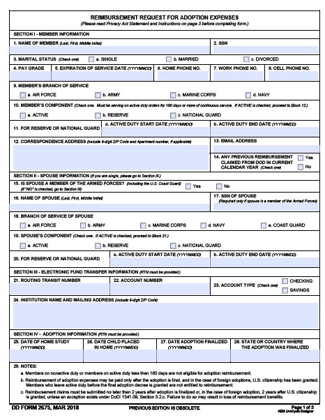 dd Form 2675 fillable