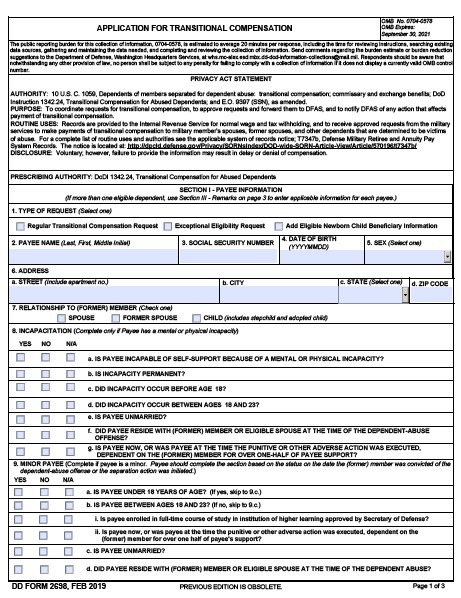 dd Form 2698 fillable