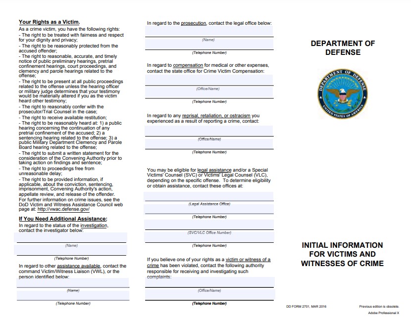 dd Form 2701 fillable