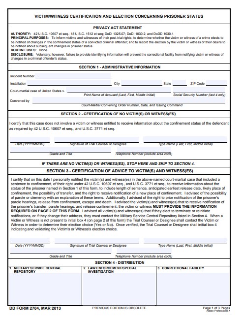 dd Form 2704 fillable