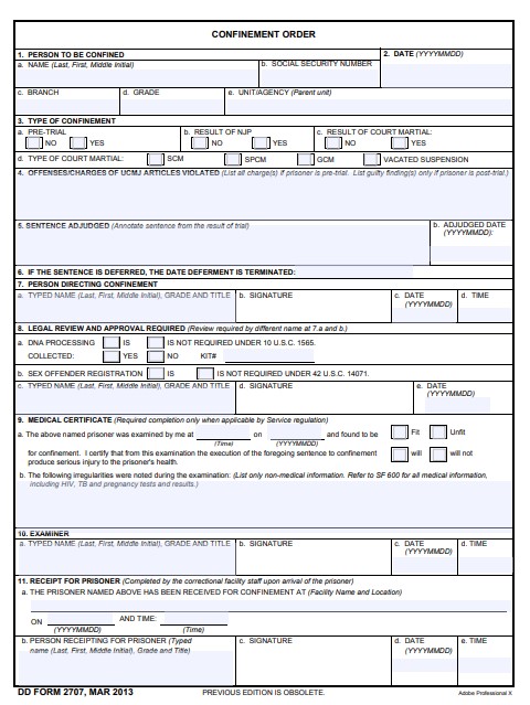 dd Form 2707 fillable