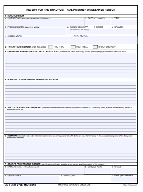 dd Form 2708 fillable