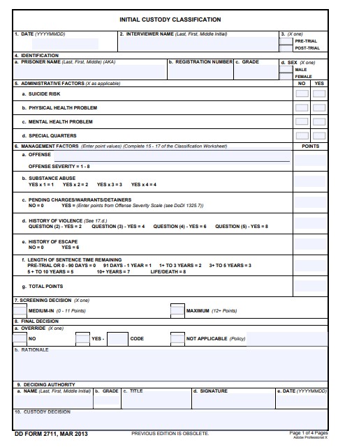 dd Form 2711 fillable