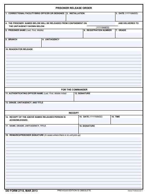 dd Form 2718 fillable